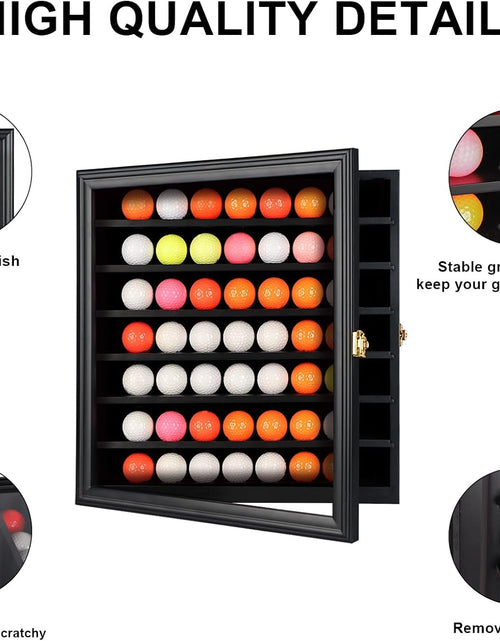 Load image into Gallery viewer, Golf Ball Display Case Lockable - Golf Ball Holder Gift for Golf Enthusiasts - Golf Ball Display Rack Cabinet for Wall Mount with 98% UV Protection Acrylic Glass Door
