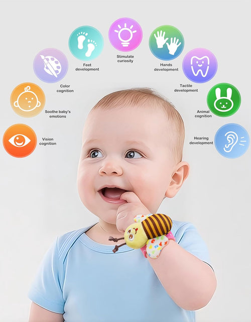 Load image into Gallery viewer, Wrist Rattle Socks and Foot Finder Set, Infant Girl Boy Toys for Babies 0-36 Months, Newborn Hand &amp; Foot Toys for 0 to 3 Years, Baby Shower Gifts Set Easter Basket Stuffer
