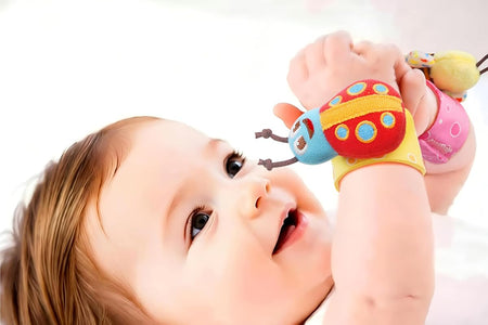Wrist Rattle Socks and Foot Finder Set, Infant Girl Boy Toys for Babies 0-36 Months, Newborn Hand & Foot Toys for 0 to 3 Years, Baby Shower Gifts Set Easter Basket Stuffer