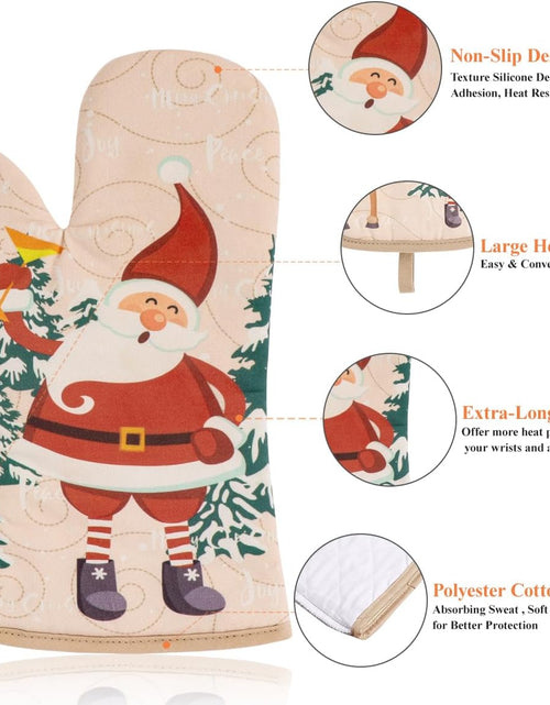 Load image into Gallery viewer, Cute Christmas Oven Mitt - 1 Set Heat Resistant Oven Gloves and Pot Holders for Christmas Kitchen Decoration
