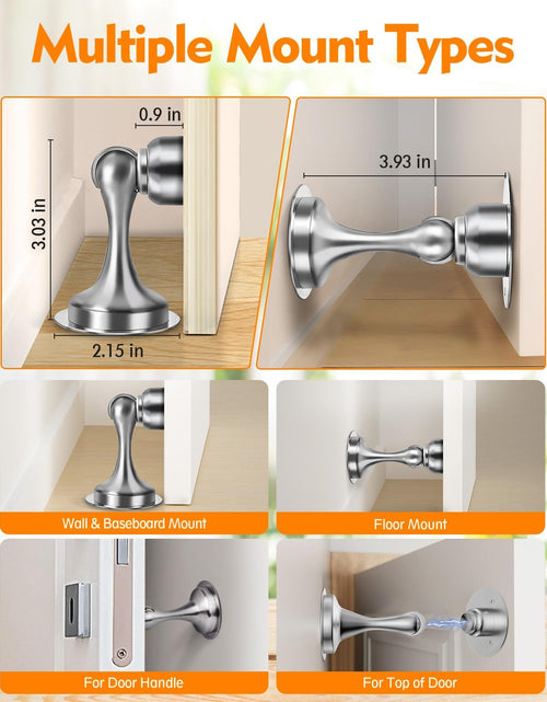 Load image into Gallery viewer, Door Stopper, Magnetic Door Stop, Stainless Steel, Magnetic Door Catch, 3M Double-Sided Adhesive Tape, No Drilling, Screws for Stronger Mount, Hold Your Door Open, for Wide Doors (2)

