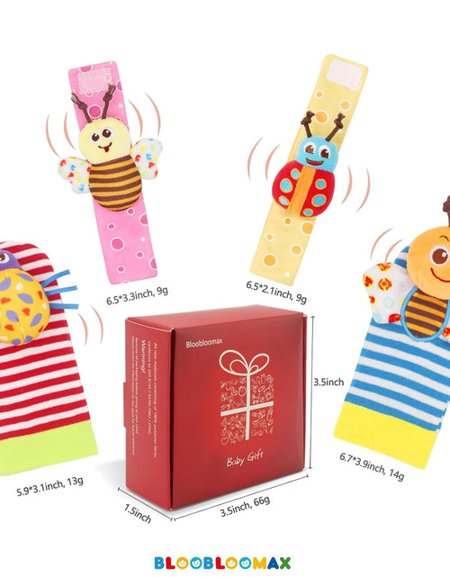Load image into Gallery viewer, Wrist Rattle Socks and Foot Finder Set, Infant Girl Boy Toys for Babies 0-36 Months, Newborn Hand &amp; Foot Toys for 0 to 3 Years, Baby Shower Gifts Set Easter Basket Stuffer
