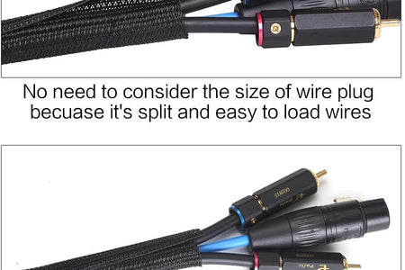 10Ft - 3/4 Inch Cord Protector Wire Loom Tubing Cable Sleeve Split Sleeving for USB Cable Power Cord Audio Video Cable – Protect Cat from Chewing Cords - Black