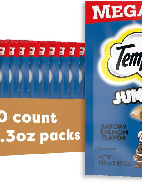 Load image into Gallery viewer, Jumbo Stuff Crunchy and Soft Cat Treats Savory Salmon Flavor, 5.3 Oz. Pouch (Pack of 10)
