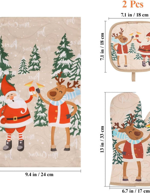 Load image into Gallery viewer, Cute Christmas Oven Mitt - 1 Set Heat Resistant Oven Gloves and Pot Holders for Christmas Kitchen Decoration

